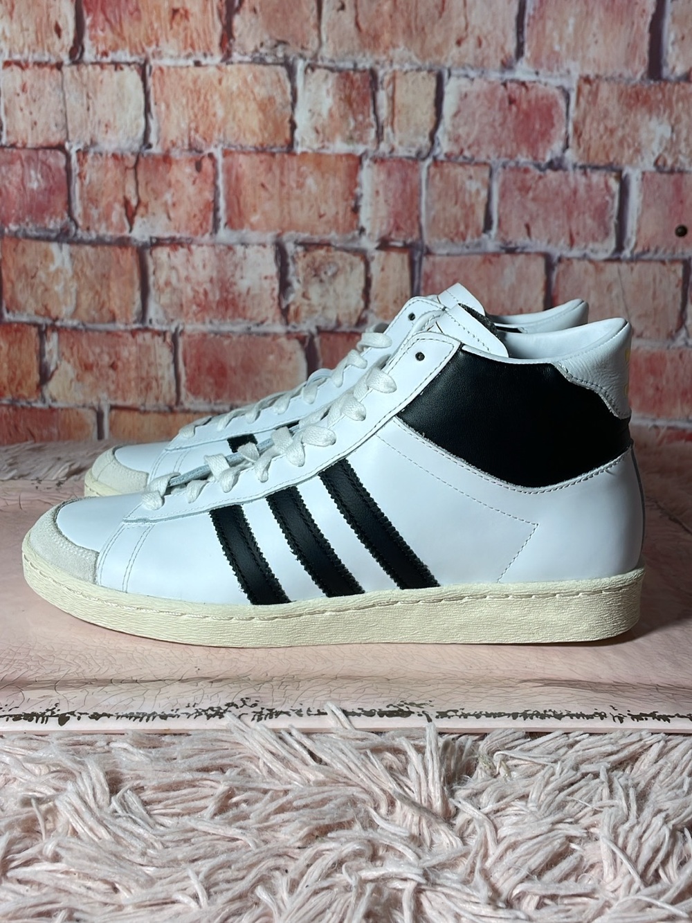 Adidas Jabbar Hi Men's High-Top Leather Sneakers in White and Black